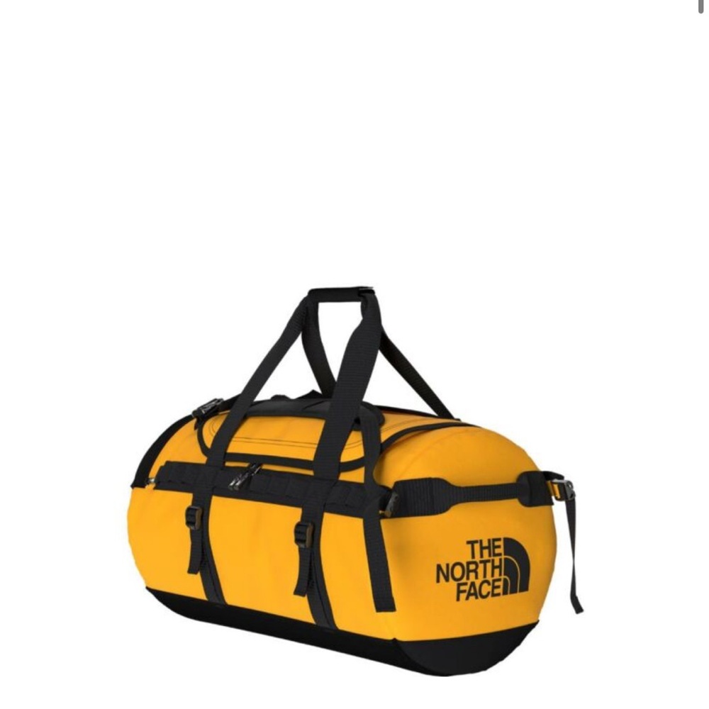 The North Face Yellow and Black Duffel Bag Rugged and Versatile